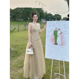 MAXI TAFTA LƯỚI CỔ YẾM KẾT ĐÁ CHẦN LI TÙNG XOÈ