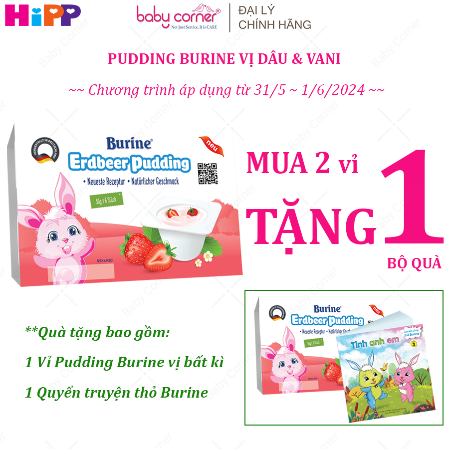 Cháo Sữa/ Pudding Burine Nhiều Vị Cho Bé 6M+