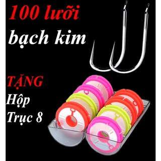 [Tặng Trục 8]100 cái lưỡi MÀU TRẮNG siêu cường - câu cá tự nhiên tổng hợp size bé