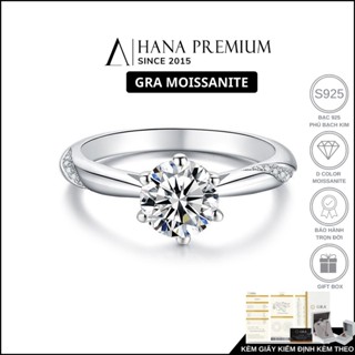   QUÀ TẶNG 20 10  Nhẫn BẠC 925 Đá Moissanite 1CT 6.5MM Phủ Bạch Kim Không Đen Họa Tiết Xoắn Đá Cao 1364 