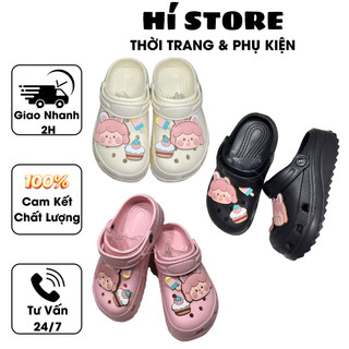 Dép bánh mì, dép sục, dép bít mũi có quai dễ mang có gắn ticker dễ thương đế chống trơn trượt sẵn HCM