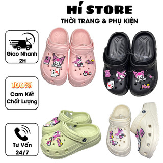 Dép quai ngang, dép bánh mì, dép sục, dép bít mũi đế độn 3cm chống trơn trượt gắn ticker dễ thương sẵn HCM