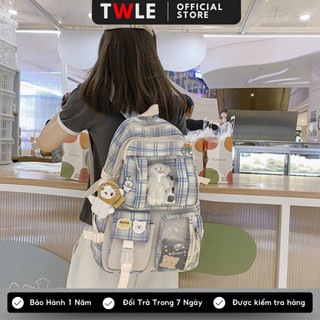 Balo nữ, Cặp đi học thời trang Ba lô nam nữ nhiều ngăn đựng laptop Ba lô vải ulzzang chống nước hàn quốc học sinh