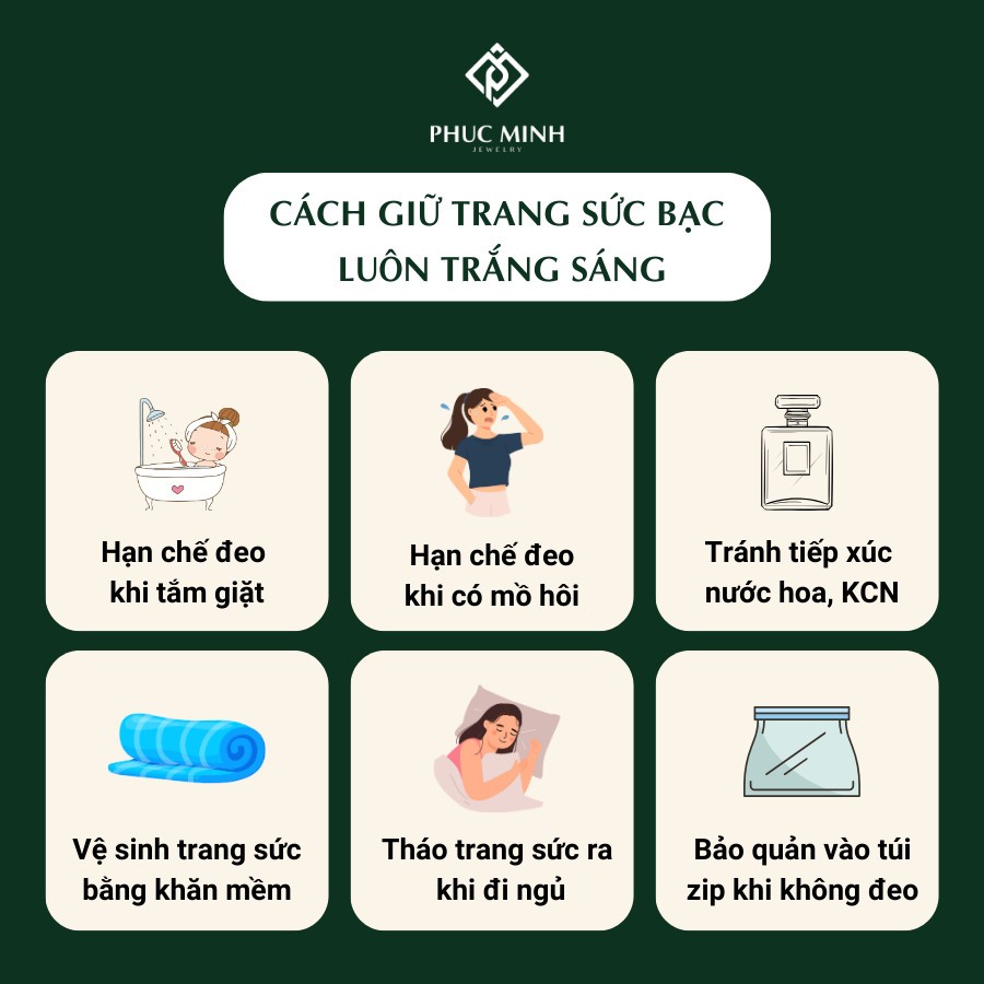 Dây chuyền bạc nữ hoa lá kết vòng đính đá lấp lánh Phuc Minh Jewelry.