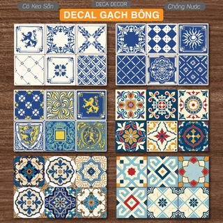  Decal Gạch Bông size 40x60cm Phong Cách Cổ Điển chống nước dán bếp dán tường nhà tắm cửa kính gạch men. 