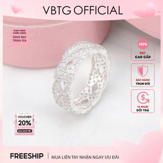 Nhẫn bạc nữ vbtg hình tròn đính đá nữ tính cao cấp - nhẫn bạc ta cao cấp vbtg8205sv