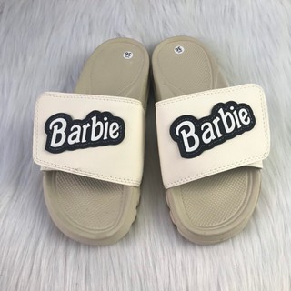 GIÁ XƯỞNG - Dép lê nam nữ quai ngang BARBIE CHỮ ĐEN QUAI KEM ĐẾ LR KEM 4CM đúc tại xưởng lớn ,siêu rẻ