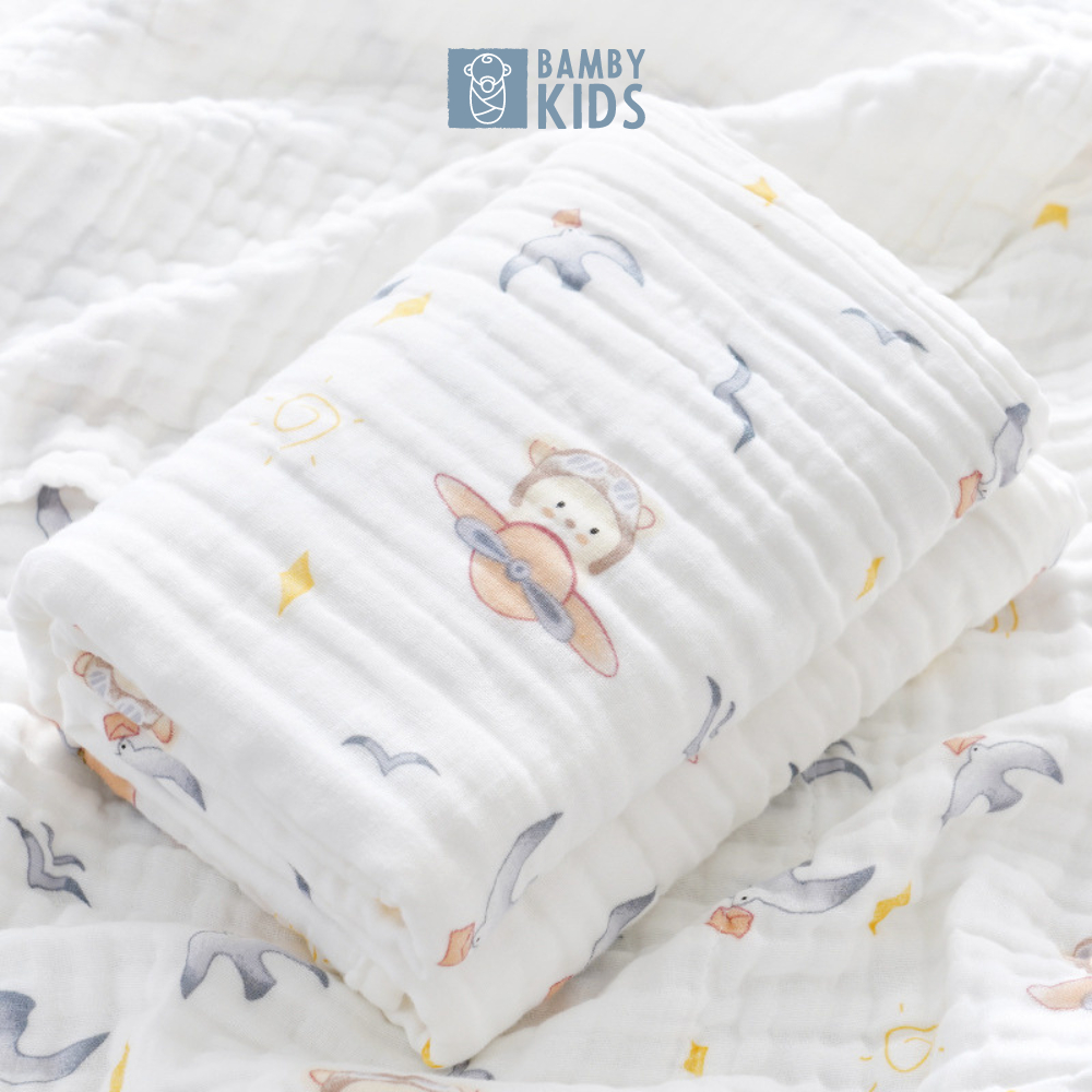 Khăn tắm xô cotton 6 lớp cho bé size 110x110 cm, hàng cao cấp 100% cotton tự nhiên
