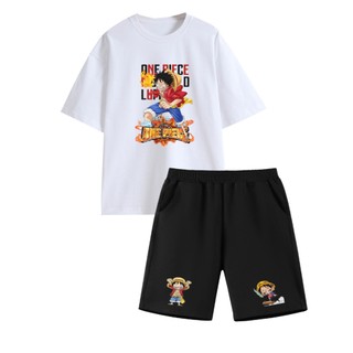 Bộ thun cotton Hè Vua hải tặc One piece Luffy 01 bé trai