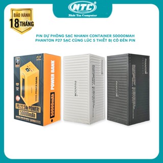 Pin dự phòng sạc nhanh 50000mah PHANTOM P27 Container sạc iTáo 15, sạc cùng lúc 5 thiết bị, có đèn pin, QC 22.5W, PD 20W
