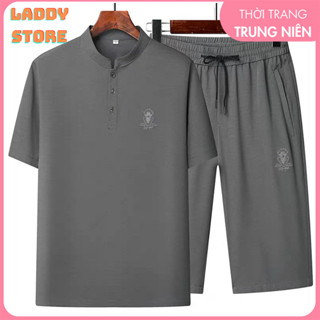 Set bộ nam trung niên cho bố mặc hè Bộ quần áo cộc tay quần lửng cho ông cho bố