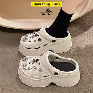Sục nữ độn đế cao 7cm kèm Charm Ailen, dép sục cross tặng 12 charm đính đá chọn tăng 1 size