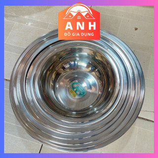  Thau inox sâu lòng TITHAFAC - Chậu inox cao cấp dày dặn có viền cầm tay đường kính 38 -58 cm 