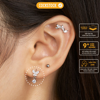Khuyên tai vòng bướm thả đá BUTTERFLY HOOP DROP DIAMOND EARRING- COCKSTOCK