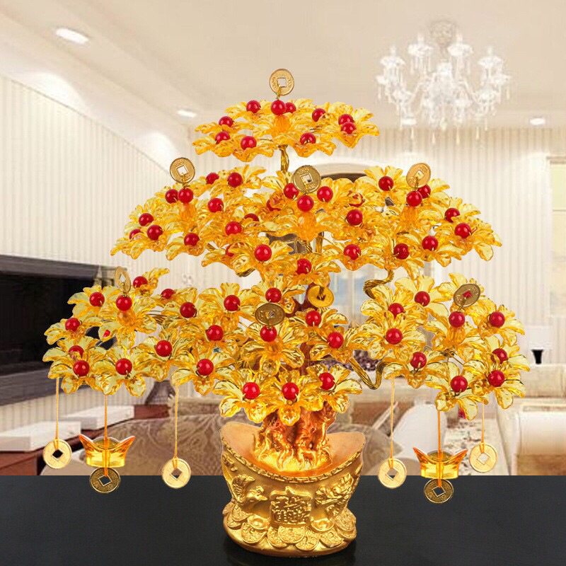 {SP Tự Làm} Cây Kim Tiền Phát Tài, Phát Lộc Đế Vàng 7 Cành, Túi Tiền 10 Cành Trang Trí Văn Phòng, Phòng Khách