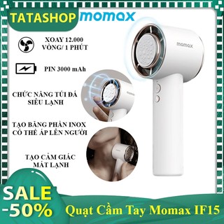 Quạt cầm tay tích điện mini momax if15 ultra freeze - 3.000 mah, tạo băng phần inox, làm mát trong 3s