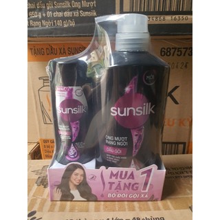 Bộ Dầu gội Sunsilk óng mượt rạng ngời 650g tặng dầu xả 140g HSD 2027