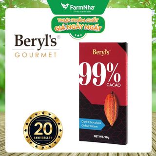 Sô cô la beryls no added sugar dark 99% chocolate 90g : sô cô la nguyên chất không đường tinh tế