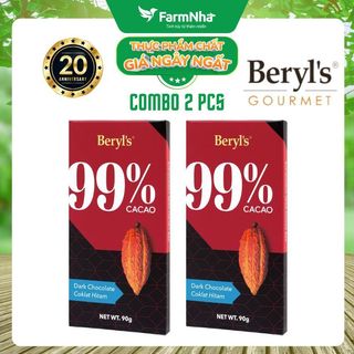 Sô cô la beryls no added sugar dark 99% chocolate 90g : sô cô la nguyên chất không đường tinh tế