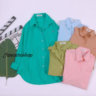 Sơ Mi Tay Dài Thêu Ngực Cute Hàng Nhập Chất Đũi Mát - Jancaroshop