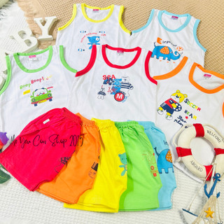 Bộ quần áo ba lỗ cotton mềm, thoáng, thấm hút mồ hôi cho bé trai mặc hè
