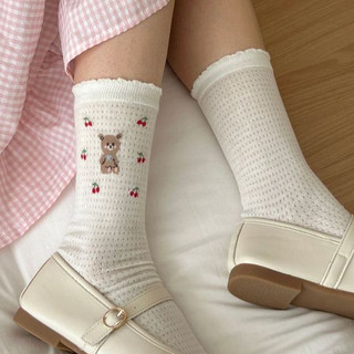 Tất cổ cao unisex nhiều màu sắc tất nữ cổ nhún trắng đen tất vớ basic, Tất bèo nhún dập nổi họa tiết TN29