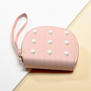Ví nữ đựng thẻ thêu hoa khóa kéo màu pastel Lovely House VTH58