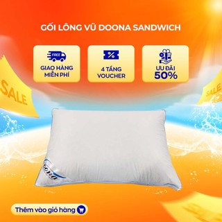 Gối lông vũ Doona Sandwich 45x65cm siêu nhẹ, mềm mại êm ái, vỏ gối thoáng khí