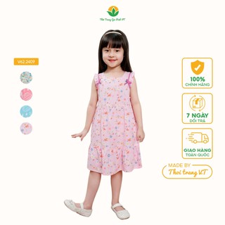  Váy lanh bé gái sát nách phối nơ thời trang Việt Thắng - V62.2409