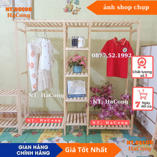 Tủ quần áo lắp ráp - giá treo quần áo - gỗ thông tự nhiên