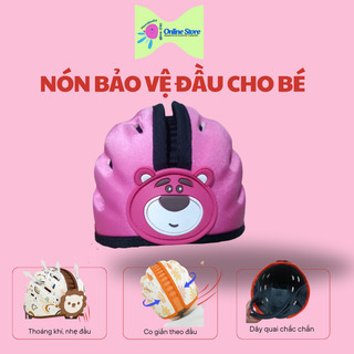 Nón Bảo Hiểm Trẻ Em Cao Cấp Siêu Nhẹ, Thoáng Khí Cho Bé 6 tháng- 4 tuổi, Thiết Kế Đáng Yêu [Gấu dâu]