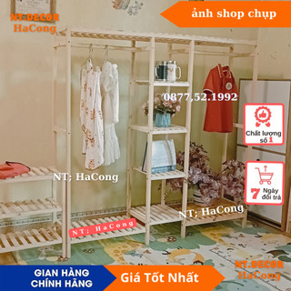 Tủ quần áo gỗ thông, kệ tủ treo quần áo gỗ thông đa năng