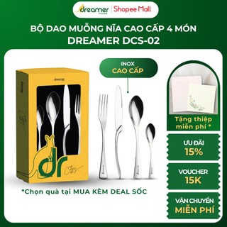 Combo 4 món gồm muỗng nĩa dao INOX DREAMER cao cấp sang trọng DCS-02