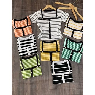 Áo hot girl form crop top vừa vải sọc gân