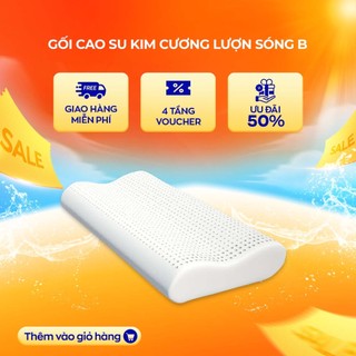 Gối cao su thiên nhiên Kim Cương Siny B 39x59cm nâng đỡ êm ái đầu và cổ, vỏ gối gấm xốp mềm mịn