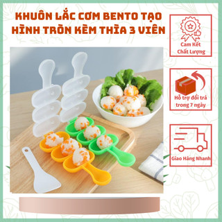 Khuôn lắc cơm Bento tạo hình tròn kèm thìa 3 viên