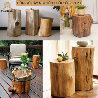 Bàn - Ghế Đôn Tròn Gỗ Nguyên Khối, Khúc Gỗ Thân Cây Tự Nhiên