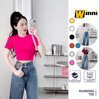 Áo croptop nữ tay ngắn cổ tròn form ôm body áo thun  đẹp phong cách  hàn quốc trẻ trung WINNI214