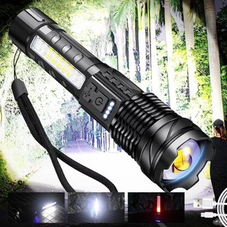 Đèn pin siêu sáng A76 chiếu xa 300m có Zoom xa gần, chống nước IPX4, pin trâu chip COB Led tâm tròn 7 chế độ sáng
