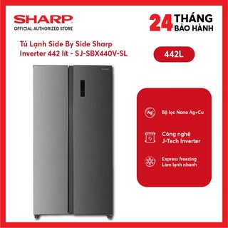 Tủ lạnh sbs sharp inverter 442 lít sj-sbx440v-sl - miễn phí giao lắp hà nội