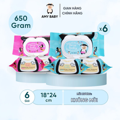 5 Gói Khăn Ướt 650gr Amy Baby Kháng Khuẩn