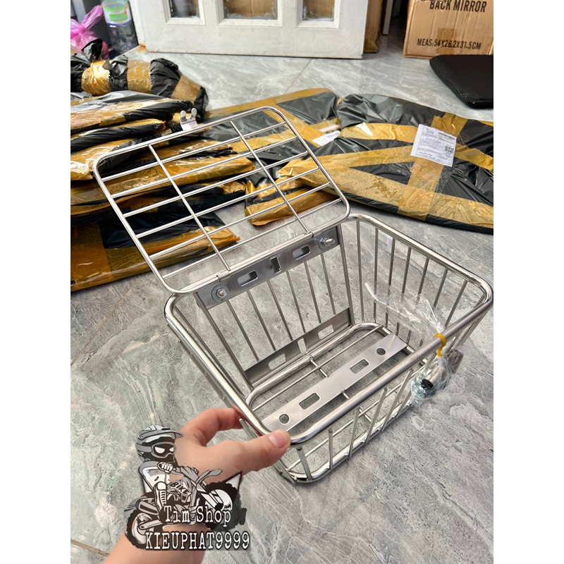 Rổ INOX Sọc có nắp đậy gắn nhiều loại Xe Wave Dream ... chế các dòng xe: