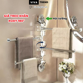 Thanh giá treo khăn mặt xoay 180 độ, kệ treo nhà tắm hút tường, decor phòng tắm sang trọng ktn02
