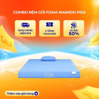 Combo Nệm gối Foam Amando Pisa tiện lợi vải thông thoáng mềm mại bảo hành bởi Vua Nệm
