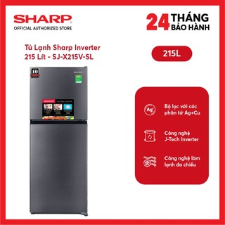 Tủ lạnh sharp inverter 197 lít sj-x215v-sl - miễn phí giao lắp hà nội