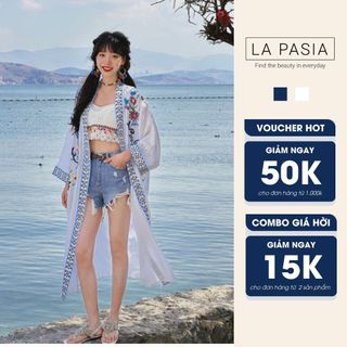 Áo choàng thêu dáng dài đi biển lp46 áo thêu boho thời trang du lịch