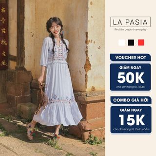 Đầm Thổ Cẩm Dáng Suông Freesize LP65 Phong Cách Boho Thời Trang Du Lịch