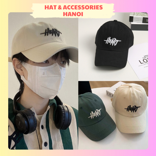 Mũ lưỡi trai nam nữ thêu chữ Heart thời trang ulzzang form mềm unisex nhiều màu - MK34