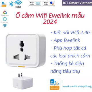 Ổ Cắm WiFi Thông Minh Ewelink Điều Khiển Từ Xa Bằng Giọng Nói Google & Alexa