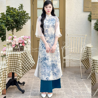 Áo dài nữ dáng xuông 4 tà 2 lớp cao cấp, chất voan tơ mềm mại , phong cách trẻ trung, hàng may sẵn
